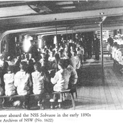 Dinner aboard the NSS Sobraon in the early 1890s